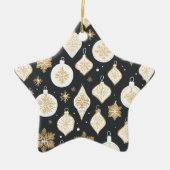 Goldene Troddel Design schwarzer Hintergrund Keramik Ornament (Vorne)