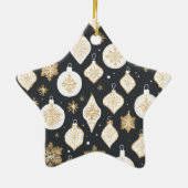 Goldene Troddel Design schwarzer Hintergrund Keramik Ornament (Hinten)
