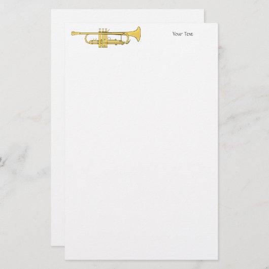 Goldene Trompete-Musik-Thema Briefpapier (Vorne/Hinten)