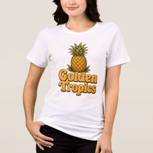Goldene Tropen Retro Ananas Grafik Tri-Blend Shirt