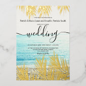 Goldene Tropenpalme Folieneinladung (Vorderseite)