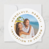 Goldene Tropenpalme Foto Hochzeit Save The Date (Rückseite)