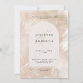 Goldene Tropenpalmenblütenhochzeit Einladung (Vorderseite)