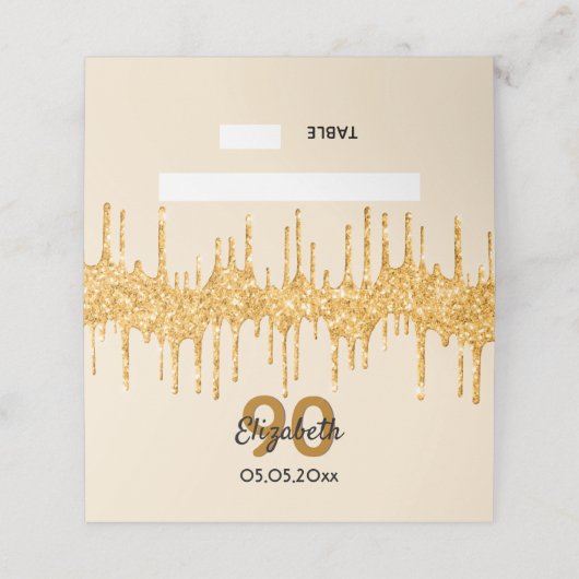 Goldene Tropfen zum 70. Geburtstag Platzkarte (Außenseite Aufgefaltet)