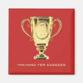 Goldene Trophäe Rot Trainingserfolg Magnet (Vorne)