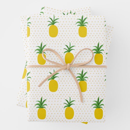 Goldene tropische Ananas Geschenkpapier Set (Beispiel)