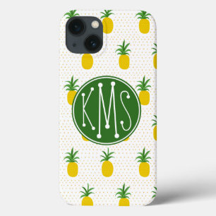 Goldene tropische Ananas   Monogramm iPhone 13 Hülle