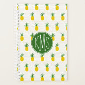 Goldene tropische Ananas | Monogramm Planer (Vorderseite)