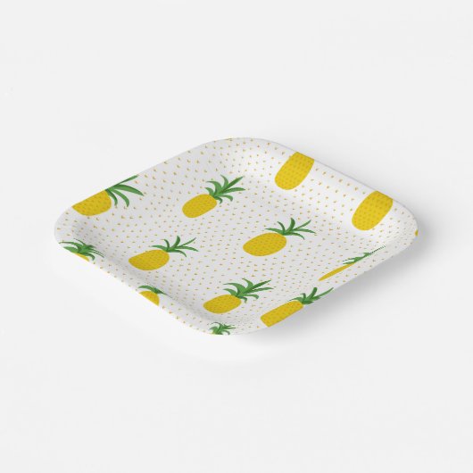 Goldene tropische Ananas Pappteller (Gewinkelt)