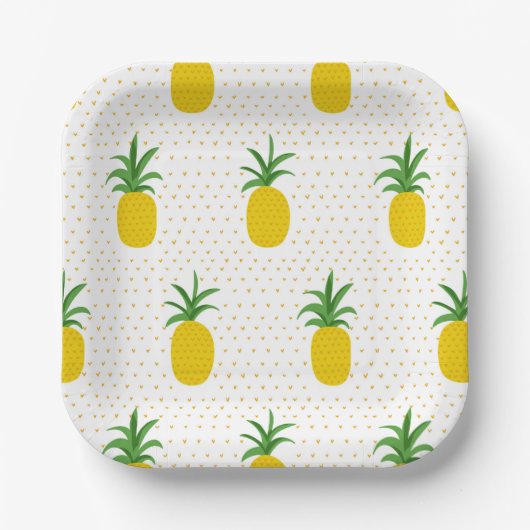 Goldene tropische Ananas Pappteller (Vorderseite)
