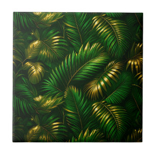 Goldene tropische Blätter Dschungel Luxe Fliese