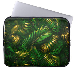 Goldene tropische Blätter Dschungel Luxe Laptopschutzhülle
