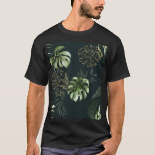 Goldene tropische Blätter: Dunkle Aquarellmalerei T-Shirt