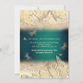 Goldene tropische Blätter Glitzer Schmetterling Ti Einladung (Rückseite)