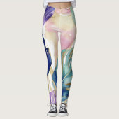Goldene tropische Blätter in lebendiger Harmonie Leggings (Vorderseite)