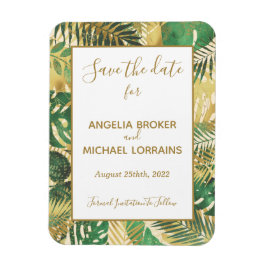 Goldene tropische Blätter Save the Date Hochzeit I Magnet