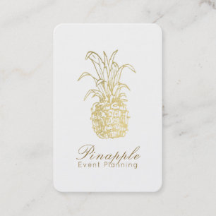Goldene Tropische Elegante Moderne Vintage Ananas Visitenkarte