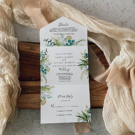 Goldene tropische Hochzeit All In One Einladung