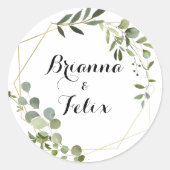 Goldene tropische Hochzeiten-Umschlag Aufkleber (Vorderseite)