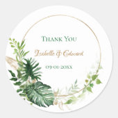 Goldene tropische Monstera-Blätter Runder Aufkleber (Vorderseite)