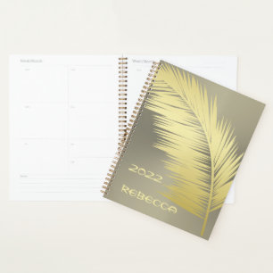 Goldene tropische Palmwedel, Monogramm Planer