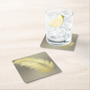 Goldene tropische Palmwedel  Rechteckiger Pappuntersetzer