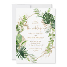 Goldene tropische Vegetation Elegante Hochzeit