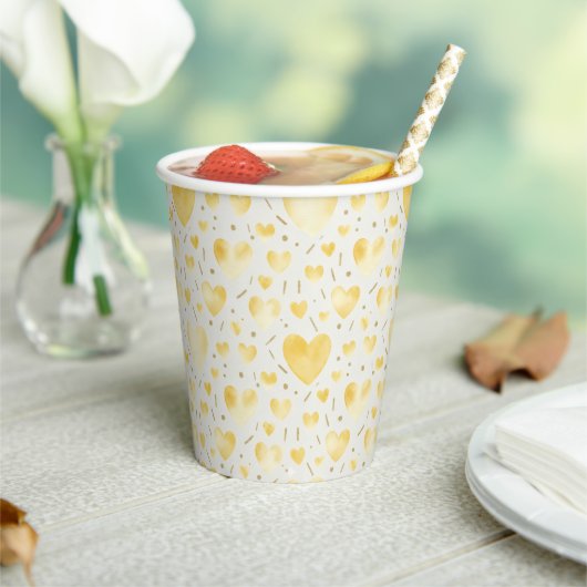 Goldene Trost Wasserfarbe Herzen & Glitter Pappbecher (In Situ)