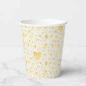 Goldene Trost Wasserfarbe Herzen & Glitter Pappbecher (Rückseite)