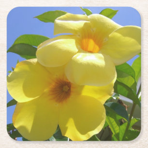 Goldene Trumpet-Blume I Rechteckiger Pappuntersetzer