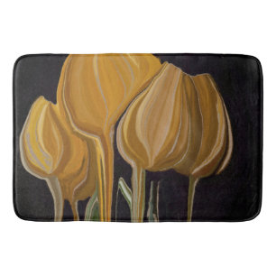 Goldene Tulpe Trio auf Schwarz Badematte