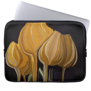 Goldene Tulpe Trio auf Schwarz Laptopschutzhülle