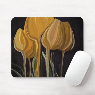 Goldene Tulpe Trio auf Schwarz Mousepad