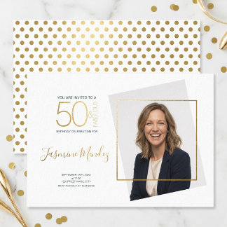 Goldene Tupfen 50 & Fantastischer Geburtstagsfoto Einladung