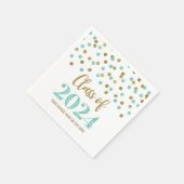 Goldene Turquoise Confetti-Klasse 2024 Napkins Serviette (Ecke)