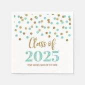 Goldene Turquoise Confetti-Klasse 2025 Napkins Serviette (Vorderseite)