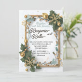 goldene Typografie-Blattschneezeit Einladung (Stehend Vorderseite)