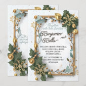 goldene Typografie-Blattschneezeit Einladung (Vorne/Hinten)