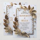 goldene Typografie-Blattschneezeit Einladung (Vorne/Hinten)