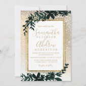 goldene Typografie-Blattschneezeit Einladung (Vorderseite)