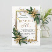 goldene Typografie-Blattschneezeit Einladung (Stehend Vorderseite)