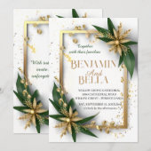 goldene Typografie-Blattschneezeit Einladung (Vorne/Hinten)