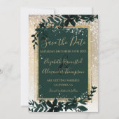 goldene Typografie-Blattschneezeit Save The Date (Vorderseite)