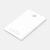 Goldene Typografie Blaue Wasserfarbe Monogramm Nam Post-it Klebezettel (angewinkelt)