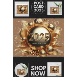 Goldene Typografie froh neues Jahr 2025 Gepäckanhänger