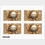 Goldene Typografie froh neues Jahr 2025 Rechteckiger Aufkleber (Blatt)