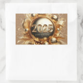 Goldene Typografie froh neues Jahr 2025 Rechteckiger Aufkleber (Tasche)