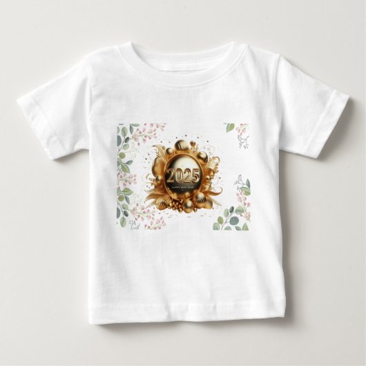 Goldene Typografie glücklich im neuen Jahr 2025 Baby T-shirt (Vorderseite)