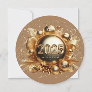 Goldene Typografie glücklich im neuen Jahr 2025 Feiertagskarte