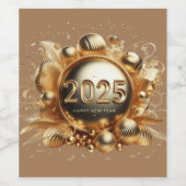 Goldene Typografie glücklich im neuen Jahr 2025 Weinetikett (Einzelnes Label)